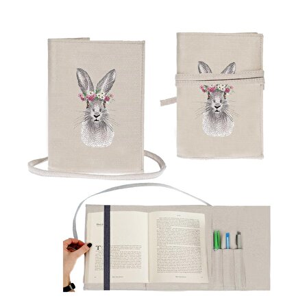 Tavşan Aşkı Nakışlı Kitap - Tablet - Ebook Çantası / Kılıfı
