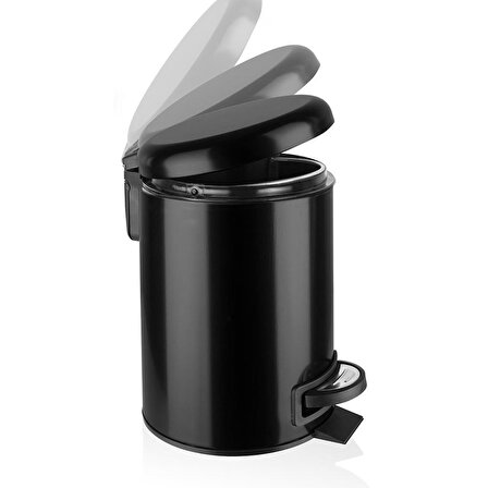 Flosoft Elit Paslanmaz Çelik 2'li Banyo Seti Siyah (3 LT. Çöp Kovası + Tuvalet Fırçası)
