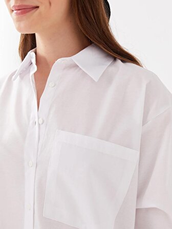 Düz Uzun Kollu Poplin Kadın Gömlek Tunik