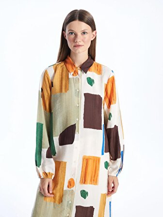 Desenli Uzun Kollu Kadın Gömlek Tunik