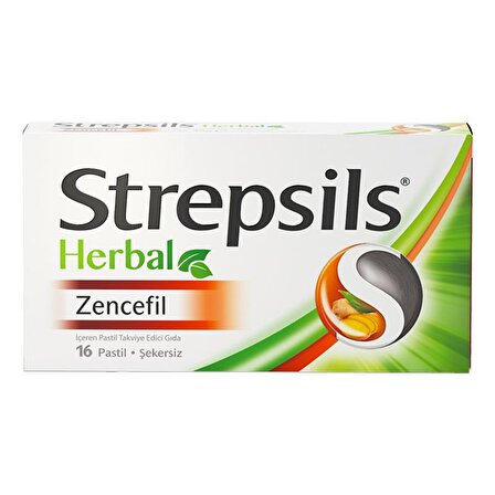 Strepsils Herbal Zencefil İçerikli Pastil Takviye Edici Gıda 16 Adet