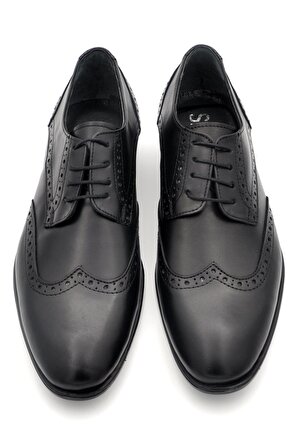 Siyah Hakik Deri Bağcıklı Klasik Erkek Ayakkabı