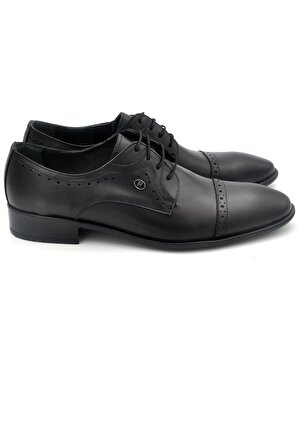 Siyah Hakik Deri Bağcıklı Klasik Erkek Ayakkabı SA002XSY-2401