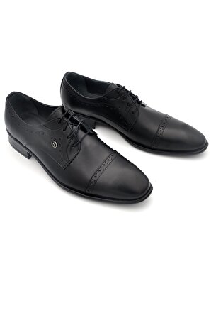Siyah Hakik Deri Bağcıklı Klasik Erkek Ayakkabı SA002XSY-2401