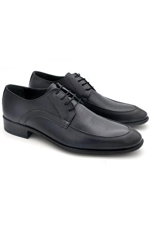 Lacivert Desenli Model Hakik Deri Bağcıklı Klasik Erkek Ayakkabı