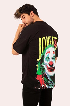Unisex Joker Baskılı Oversize Kısa Kollu Pamuklu T-shirt