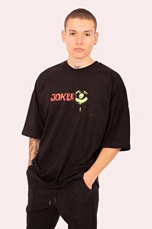 Unisex Joker Baskılı Oversize Kısa Kollu Pamuklu T-shirt