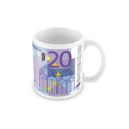 20 Euro Tasarım Porselen Kupa Bardak