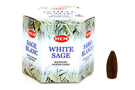 White Sage Back Flow Cones - Beyaz Ada Çayı Geri Akışlı Konik Tütsü (1 Paket 40 Adet)