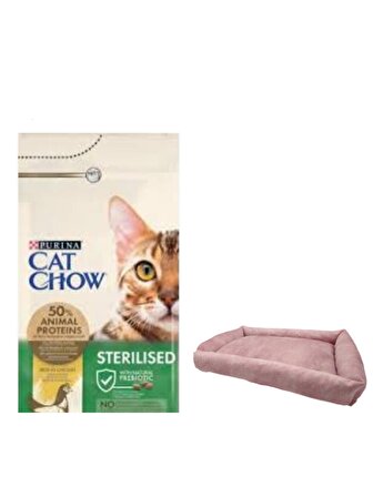 Cat Chow Sterilised Yetişkin Kedi Maması 15 Kg, Mini Small Pembe Yatak