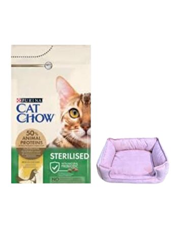 Cat Chow Sterilised Yetişkin Kedi Maması 15 Kg, Mini Small Mor Yatak