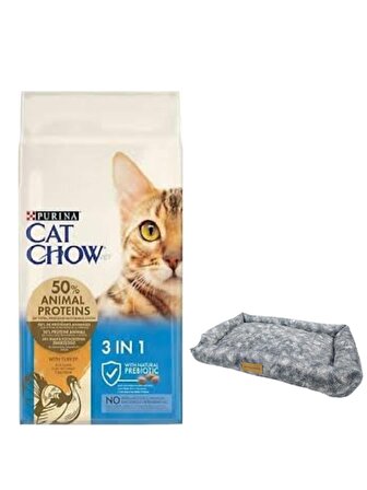 Cat Chow 3ü1 Arada Hindili Yetişkin Kedi Maması 15 Kg, Mini Small Colours Yatak