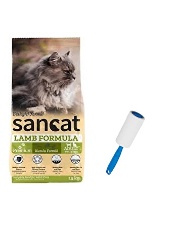 Sancat Premium Kuzulu Yetişkin Kedi Maması 15 Kg,Kedi ve Köpek Tüy Toplama