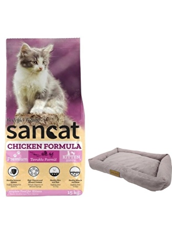 Sancat Premium Tavuklu Yavru Kedi Maması 15 Kg,Mini Small Mor Yatak