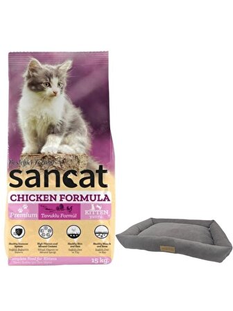 Sancat Premium Tavuklu Yavru Kedi Maması 15 Kg,Mini Small Gri Yatak