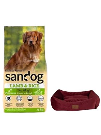 Sandog Premium Lamb&Rice Yavru Köpek Maması 15 Kg,Mini Small Bordo Yatak