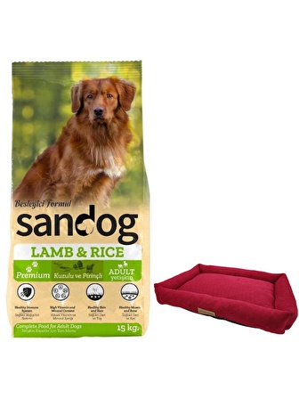 Sandog Premium Lamb&Rice Yetişkin Köpek Maması 15 Kg, Mini Small Bordo Yatak