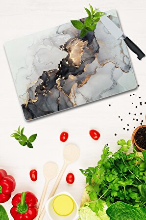 Saban Siyah Yaldızlı  Mermer | Cam Kesme Tahtası - Cam Kesme Tablası | 30cm x 40cm