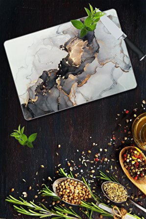 Saban Siyah Yaldızlı  Mermer | Cam Kesme Tahtası - Cam Kesme Tablası | 30cm x 40cm