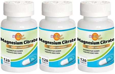 Meka Nutrition Magnesium Citrate 3x120 Tablet Magnezyum Sitrat 