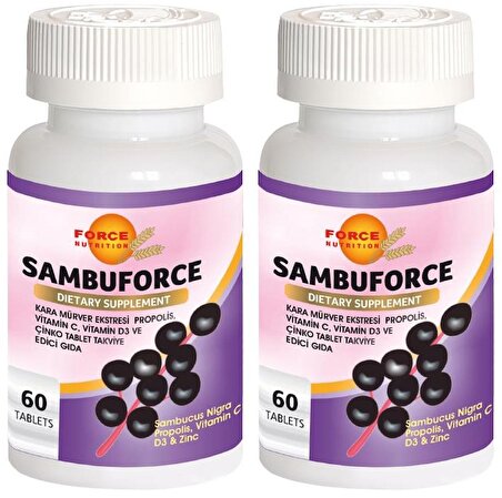 Force Nutrition Sambuforce 2x60 Tablet Kara Mürver Propolis Vitamin C Vitamin D3 Çinko