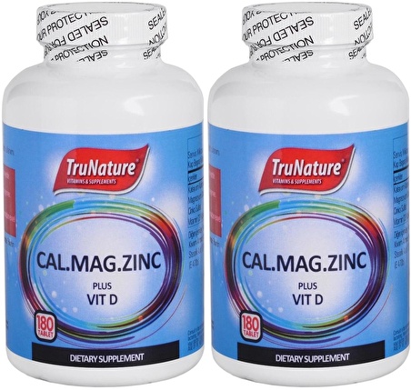 Trunature Kalsiyum Magnezyum Çinko D Vitamini 2x180 Tablet Calcium Magnesium Zinc Plus Vitamin D 