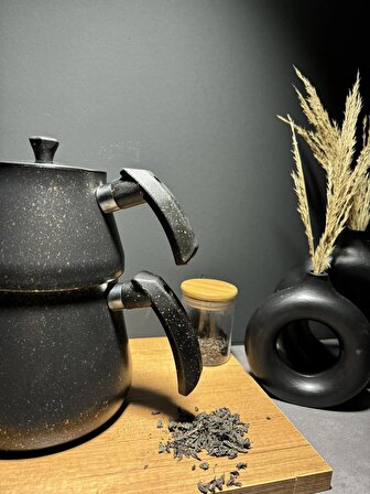 Granit Çaydanlık Takımı Bakalit Kulplu
