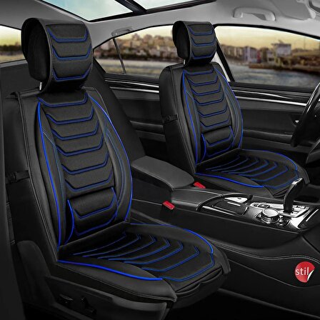 
Peugeot 307 Uyumlu Lüx Deri Oto Koltuk Kılıfı Ön Arka Set Siyah Mavi SC