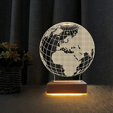 3D Led Gece Lambası Öğretmenler Gününe Hediye Dünya Tasarımlı 3d Lamba Öğretmen Hediyesi