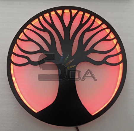 HAYAT AĞACI Dekoratif LED Duvar Süsü RGB 30cm MDF