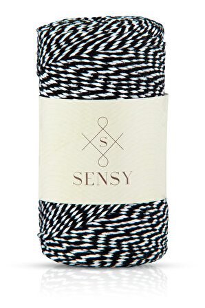 Sensy Premium 200 Metre 200 G Siyah Beyaz Paket İp Hediye Paketleme İpi Marteniçka İpi Twine Baker