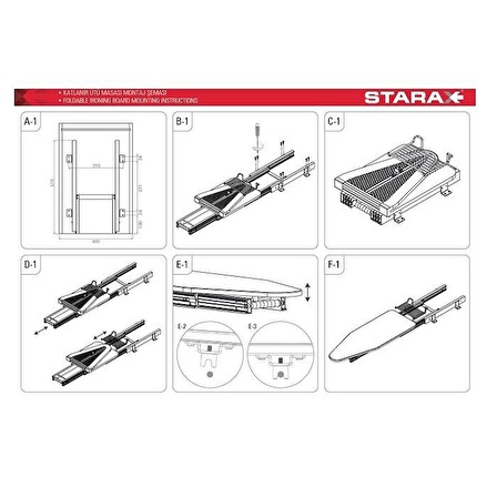 STARAX KATLANIR ÜTÜ MASASI GRİ S-6616-G