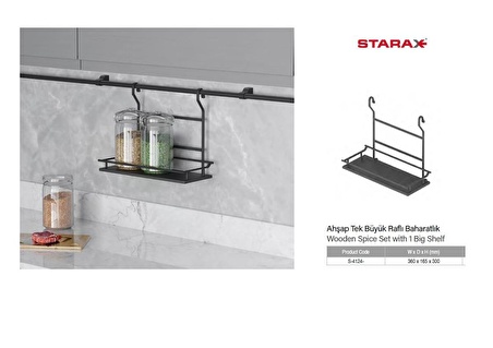 STARAX AHŞAP TEK BÜYÜK RAFLI BAHARATLIK ANTRASİT S-4124-A