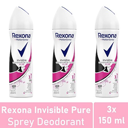 Rexona Kadın Deodorant Invisible Pure 150 ML - 3'lü Avantaj Paketi