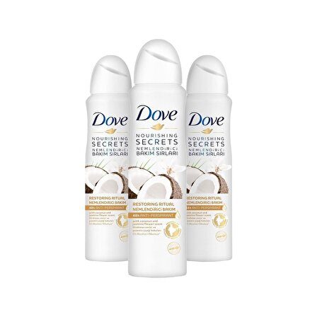 Dove Kadın Nemlendirici Bakım Deodorant Hindistan Cevizi 150 ML - 3'lü Avantaj Paketi