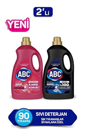 ABC Karma Renkler İçin Sıvı Deterjan 2x2.7 lt 90 Yıkama 