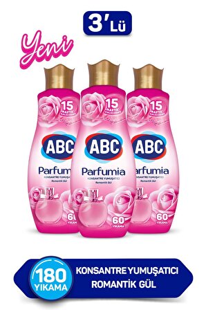 ABC Parfumia Romantik Gül Beyazlar ve Renkliler İçin Konsantre Yumuşatıcı 3 x 1440 ml 180 Yıkama