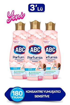 ABC Parfumia Organik Anti-Alerjik Beyazlar ve Renkliler İçin Konsantre Yumuşatıcı 3 x 1440 ml 180 Yıkama