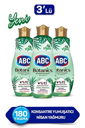 ABC Botanics Organik Nisan Yağmuru Beyazlar ve Renkliler İçin Konsantre Yumuşatıcı 3 x 1440 ml 180 Yıkama