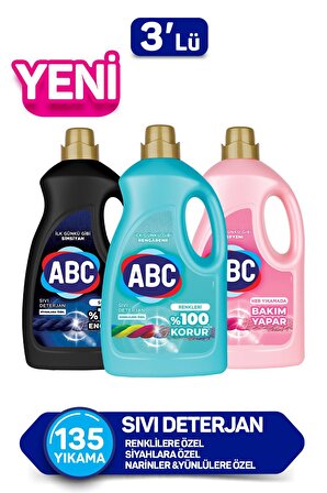 ABC Renkliler - Siyahlar İçin Sıvı Deterjan 3x2.7 lt 