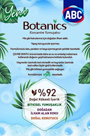 ABC Botanics Organik Eylül Güneşi Beyazlar ve Renkliler İçin Konsantre Yumuşatıcı 3 x 1440 ml 180 Yıkama