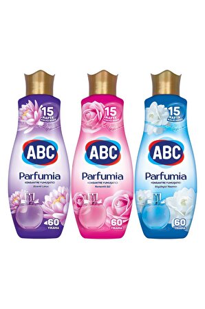 ABC Parfumia Gizemli Lotus & Büyüleyici Yasemin & Romantik Gül Beyazlar ve Renkliler İçin Konsantre Yumuşatıcı 3 x 1440 ml 180 Yıkama