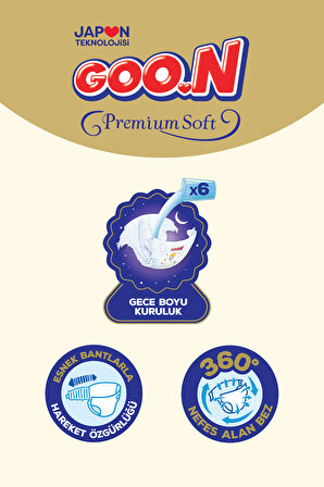 Goo.n Premium Soft 6 Numara Süper Yumuşak Bant Bebek Bezi Avantajlı Paket - 88 Adet