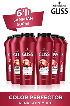 Gliss Color Perfector Renk Koruyucu Şampuan - Hyaluron Iksiri Ve Kızılcık Özü Ile 500 ml X 6