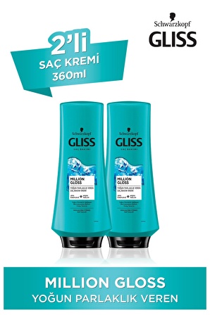 Gliss Million Gloss Yoğun Parlaklık Veren Saç Kremi 360 ml 2'li