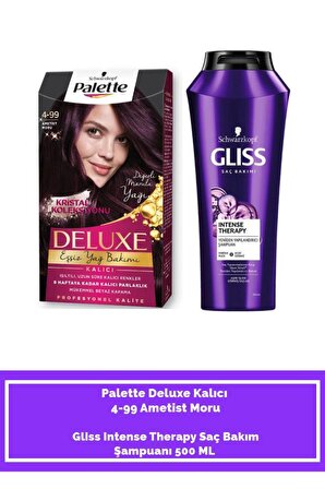 Palette Deluxe 4-99 Ametist Moru+ Gliss Intense Therapy Saç Bakım Şampuanı 500 ML