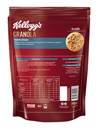 Kellogg's Klasik Granola 340 Gr x3 Adet,%56 Yulaf içerir,Lif Kaynağı,Kahvaltılık Gevrek