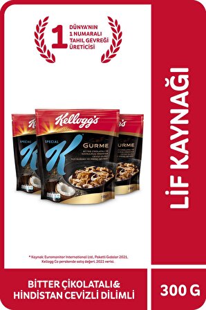 Kellogg's Special K Bitter Çikolatalı&Hindistan Cevizi Dilimli 300 Gr x3 Adet,%46 Yulaf içerir,Lif