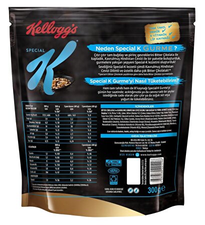 Kellogg's Special K Bitter Çikolatalı&Hindistan Cevizi Dilimli 300 Gr x3 Adet,%46 Yulaf içerir,Lif