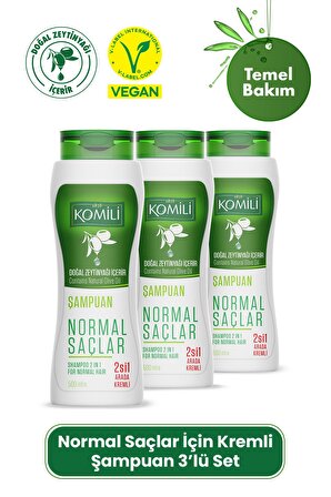 Komili Normal Saçlar İçin 2'si 1 Arada Kremli Vegan Temel Bakım Şampuanı 3'lü Set-  - 3 X 500 ML